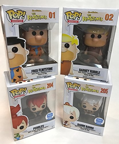 Funko Fred Flintstones - Barney Rubble - Pebbles & BAMM BAMM 3.75" Pop Vinyl Figure Bundle