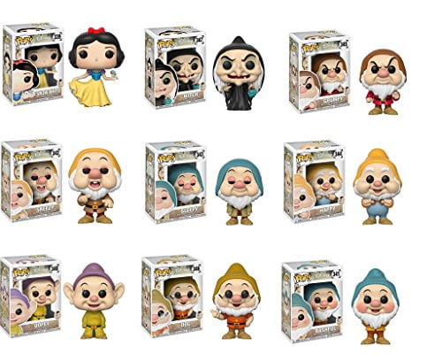 Funko Pop Disney Snow White Collectors Set - Dopey, Bashful, Sneezy, Sleepy, Happy, Grumpy, Doc, Snow White, Witch (Bundle of 9 Toy Vinyl Figures)
