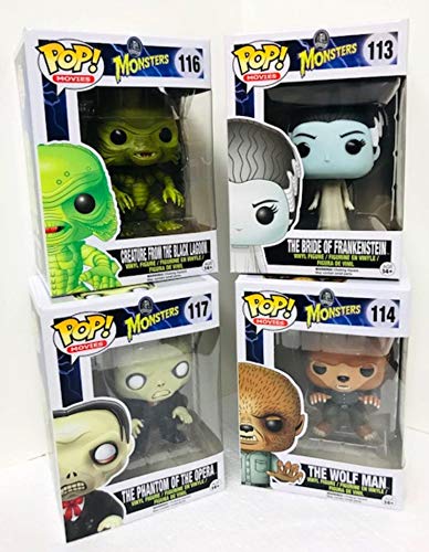 Universal Monsters 4PC 3.75” POP Bundle – Creature from Black Lagoon – Wolfman – Bride of Frankenstein & Phantom of The Opera