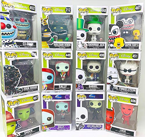 Nightmare Before Christmas 12pc Pop Bundle with 2 Sallys – Harlequin Demon – Snowman Jack – Lock – Shock – Barrell – Jack Skellington – Oogie Boogie – Dr. Finkelstein – Clown – Vampire Teddy