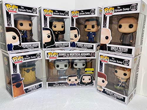 Addams Family Pop Set - Gomez - Morticia - It - Pugsley - Wednesday - Uncle Fester with Gomez and Morticia 2pc Black and White Pop Bundle