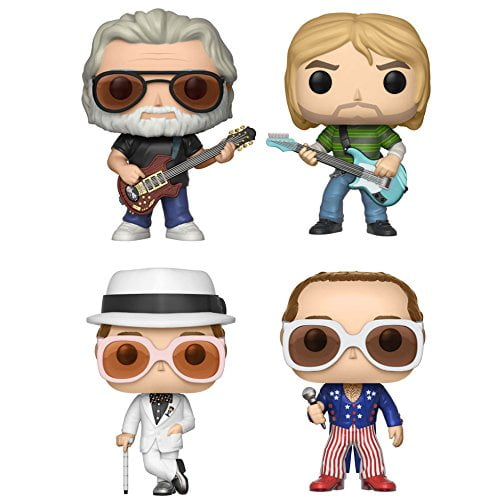 Funko POP! Rocks S3 Vinyl Figures - Set of 4 (Cobain, Garcia & 2 Elton John's)