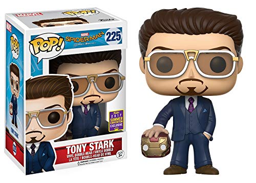 Funko Pop! SDCC Tony Stark Holding Iron Man Helmet, Spider-Man Homecoming, Limited Edition Summer Convention Exclusive, Concierge Collectors Bundle