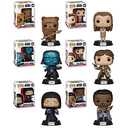 Funko Pop! Star Wars Return Of The Jedi Complete Set Bundle with Endor Han Solo #286, Ewok Village Leia #287, Darth Vader #288, Emperor Palpatine #289, Wicket #290, and Lando Calrissian #291 (6 items)