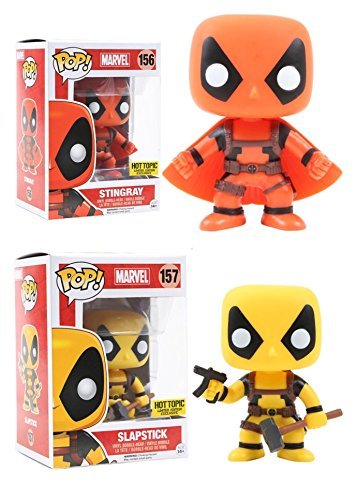 Funko POP! Marvel Deadpool Stingray and Slapstick Hot Topic Exclusive Mystery Limited Edition Orange and Yellow 2 Pack Bundle