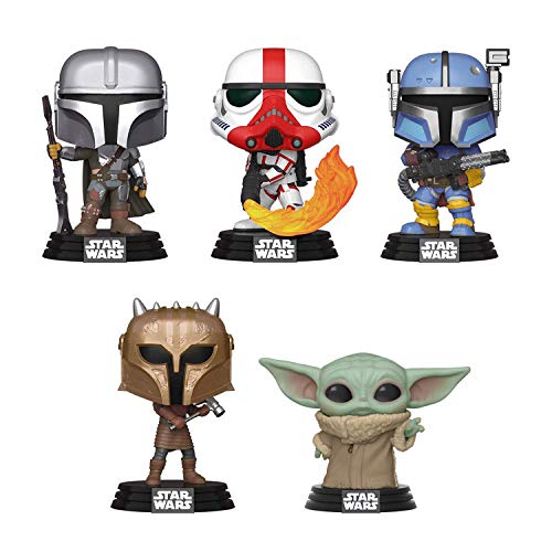Funko Pop! Bundle of 5: The Mandolorian - The Child, Heavy Infantry Mando, Incinerator Stormtrooper, Mandolorian (Final) and The Armorer