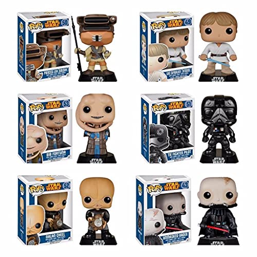 Star Wars 6pc Pop Bundle with Tatooine Luke - Princess Bousha Leia - Bib Fortuna - Nalan Cheel - Tie Fighter Pilot - Darth Vader Unmasked