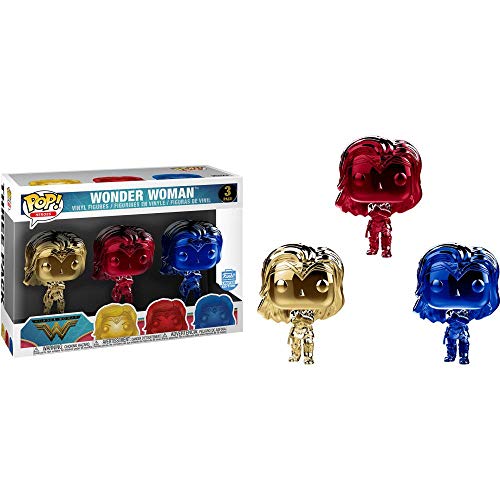 POP! Heroes: Chrome Wonder Woman 3-Pack (FunkoShop Limited Edition)