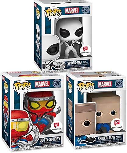 Funko Pop! Marvel Spider-Man Set of 3 Exclusive Vinyl Figures Bundle - Future Foundation, Octo-Spidey, and Bombastic Bag-Man