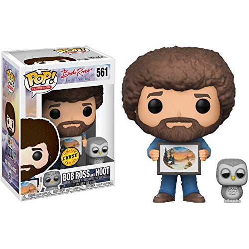 Funko Bob Ross & Hoot (Chase Edition) POP! TV x The Joy of Painting Vinyl Figure + 1 American TV Themed Trading Card Bundle [#561]