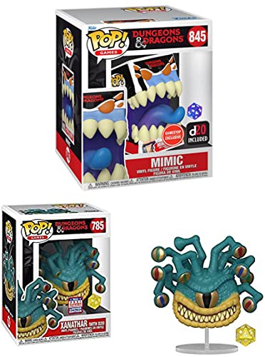 Beware of The Roll Exclusive Dungeons and Dragons Funko Pop! Bundle Store Exclusive Jumbo Mimic with D20 845 + 2021 Summer Convention Exclusive Xanathar with D20 785 (2 Pack)