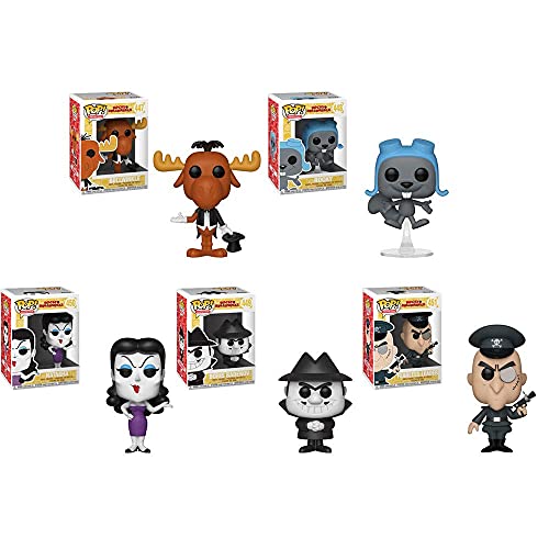Funko Pop! Animation: Rocky & Bullwinkle Set of 5: Bullwinkle Magician, Flying Rocky, Natasha, Boris Fearless Leader