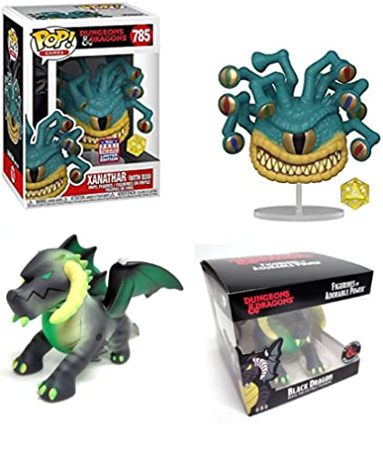 Dare to Roll The Dice? Funko Dungeons Dragons Bundle: Summer Convention Exclusive Xanathar W/ 20-Sided Dice Bonus D&D Figurines of Adorable Power - Black Dragon - Acid Charged Variant 2 Items