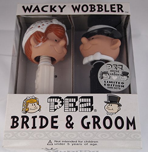Limited Edition Wacky Wobbler Bride and Groom Pez Dispenser Bobbleheads