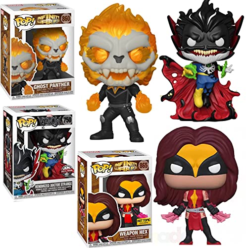 Strange Warped Venom Figures Heroes Exclusive Pop! Infinity Warps Bundled with MarvelGhost Panther + Weapon Hex + Glow in Dark Venomized Doctor 3 Items