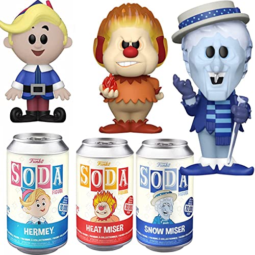 Claymation Brothers Figure Soda Bundled with Snow Miser + Heat Miser Christmas Can & Classic X-Mas Rankin-Bass Hermey Elf 3 Items