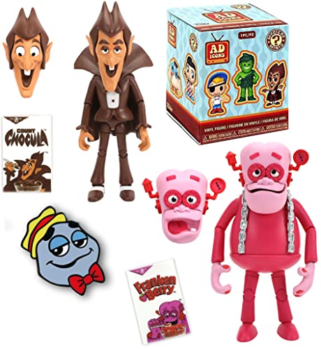 Moon Pop! Figure Monster Character Ad Icons Bundled with Minis + Frankenberry Action + Count Chocula & Boo-Berry Pin 4 Items