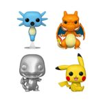 Funko Pop! Pokemon Set of 4 - Pikachu, Charmander (Silver), Charizard and Horsea