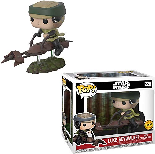 Funko Luke Skywalker w/ Speeder Bike (Chase Edition) POP! x Star Wars - Return of The Jedi Vinyl Figure + 1 Official Star Wars Trading Card Bundle [#229]