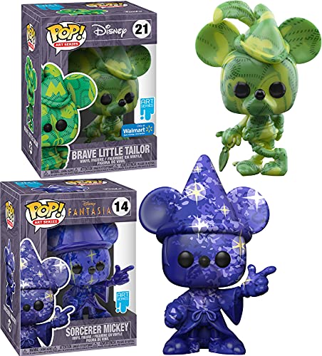 Brave Magic Mickey Mouse Artist Little Tailor Exclusive Figure Bundled with Sorcerer Star Art Mickey in Plastic Protective Case 2 Items