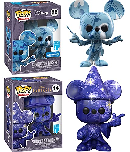 Music Magic Mickey Mouse Artist Conductor Exclusive Figure Bundled with Sorcerer Star Art Mickey in Plastic Protective Case 2 Items