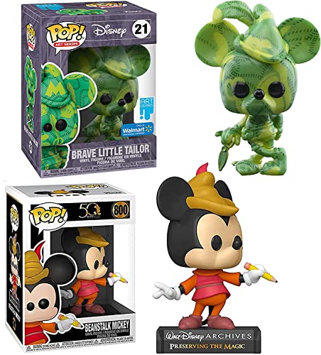 Bean Art Mickey Figure Disney Pop! Characters Bundled with Artist Series Brave Little Tailor Exclusive + Beanstalk Mickey Mouse Archives 2 Items