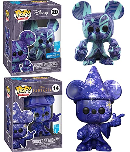 Bucket Apprentice Mickey Mouse Artist Exclusive Figure Bundled with Sorcerer Star Art Mickey in Plastic Protective Case 2 Items
