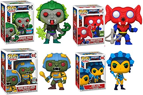 Baddest Bads Masters of The Universe Funko POP! Bundle: Snake Man at Arms 92 Specialty Series + Evil-Lyn 86 + Mantenna 67 Spring Convention Exclusive + Snake Face 95 Fall Convention Exclusive 4 Items