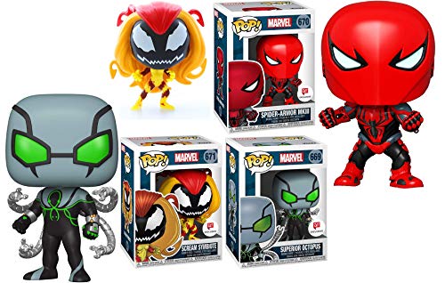 MKIII Spider-Man Marvel Pop! Heroes Exclusive Figures Bundled with Armor + Scream Symbiote + Superior Octopus Vinyl 3 Items