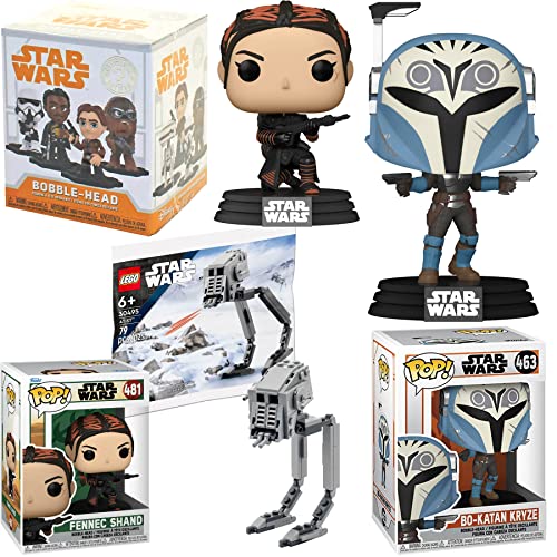 Death Watch Figure Star Wars Pop! Bo-Katan Mandalorian Bundled with Fennec Shand Star Wars Book of Boba Fett + at-ST Buildable Brick + Solo Mini Blind Box 4 Items
