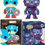 Captain Pop! Art Figure Patriotic Heroes America Exclusive Bundled with Marvel Civil War Artist Series + Big Pin Classic Character 2 Items Captain Pop! Art Figure Patriotic Heroes America Exclusive Bundled with Marvel Civil War Artist Series + Big Pin Classic Character 2 Items