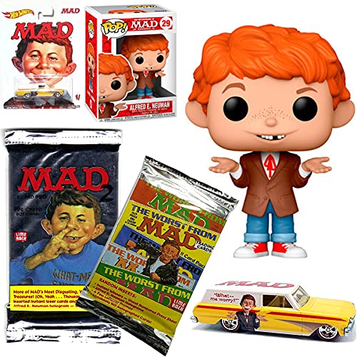 What Me Worry Alfred E. Newman Pop! Figure Ridiculous Bundled with The Mad Magazine Worst Trading Cards and a Cheap Car! 4 Items