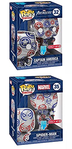 America's Favorite Heroes Art Series Exclusive Funko Pop! Marvel Bundle: Marvel Avengers Art Series Captain America Store Exclusive 32/ Marvel Art Series Spider-Man Store Exclusive 35 (Rare 2 Pack)