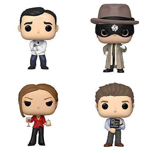 Funko TV: POP! The Office Collectors Set 2 - Straitjack Michael, Dwight The Strangler, Jim with Nonsense Sign, Jan with Wine & Candle