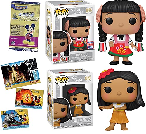 World Pop! Figure It's A Small Boat Attraction Bundled with Disney Parks Ride Mexico Character Exclusive + United States Girl + Theme Park Disneyland Anniversary Cards 3 Items