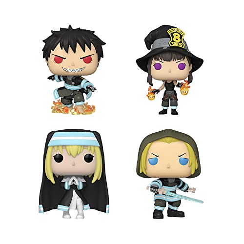 Funko Pop! Fire Force Anime - Set of 4 - Arthur w/Sword, Iris, Maki and Shinra w/Fire