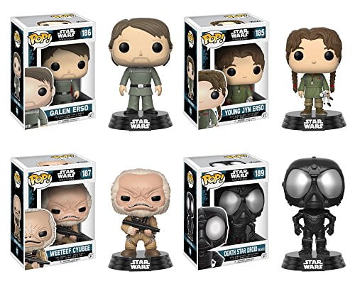 Funko Star Wars POP! Rouge One W2 Galen Erso Young Jyn Erso Weeteef Cyubee Death Star Droid Collectible Set