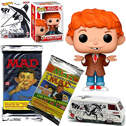 Spy VS Alfred E. Newman Pop! Figure Ridiculous Bundled with The Mad Magazine Worst Trading Cards and a Cheap Car! 4 Items