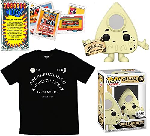 Call on Spirit Ouija Figure Pop! Exclusive Retro Toys Bundled with Black Board Shirt + Throw Back Vintage Trading Cards Pack 3 Items Classic Fun!