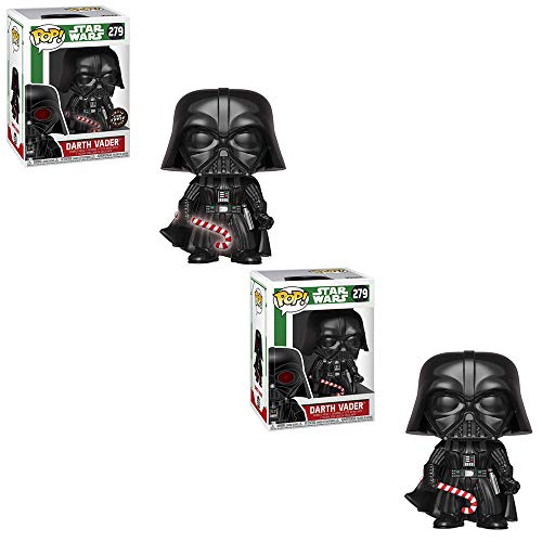 Funko POP! Star Wars: Darth Vader Limited Edition Glow Chase with Glowing Candy Cane and Darth Vader Non Chase Bobble-Head Toy Action Figures - 2 POP Bundle