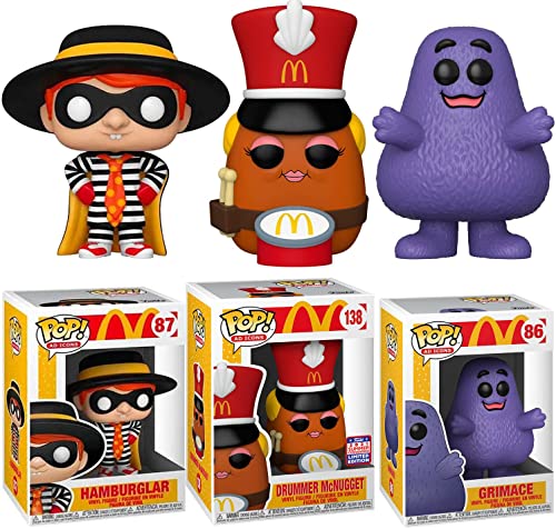McWeird Character McDonalds Figure Pop! McNugget (Exclusive) Drummer Nugget Convention + Bundled with Hamburgler + Purple Grimace Duh! 3 Items