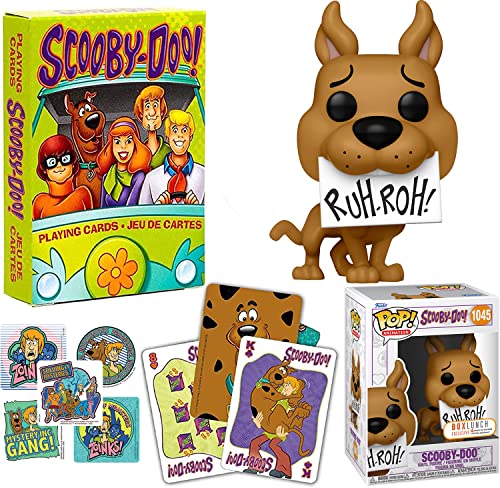 Playful Scooby-Doo Exclusive Pop! Figure Bundled with Character Scoob Ruh-Roh Sign + Friends Cartoon Playing Card Theme Deck & Gang Mysteries Stickers Zoinks! 3 Items
