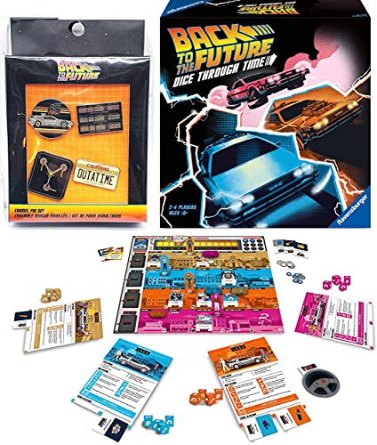 Nano Future Game Back to The Time Machine Bundled with Movie Pin 4 Pack Hollywood Exclusive + Back to Future Dice Board 2-Items Outatime