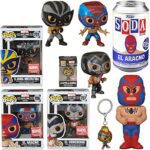 Animal Heroes Marvel Lucha Libre Wrestling Figure Soda Can Spider-Man Tin Bundled with Pop! El Aracno + Exclusive Venom + Wolverine & Cosmic Captain Pocket Hanger 5 Items