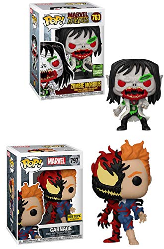 Spidey's Craziest Villains Funko Pop! Figure Bundle - Zombie Morbius 763 Convention Exclusive + Carnage 797 Store Exclusive (2 Items)
