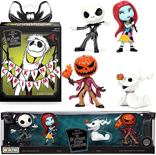 Vampire Night Game Making Toys Nightmare Before Christmas Pop Something Cards Bundled with Iconic Metal Figures Jack Skellington, Sally, Ghost Dog Zero, and Pumpkin King 2 items Halloweentown Madness!