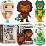 Ocean Warlord Mer-Man Soda Figure Masters of The Universe in Tin Can Bundled with Sorceress Pop! + Grizzlor Beast Retro Series 3 Items