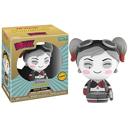 Funko Harley Quinn (Chase Edition) Dorbz x DC Bombshells Vinyl Figure + 1 Official DC Trading Card Bundle (21746)