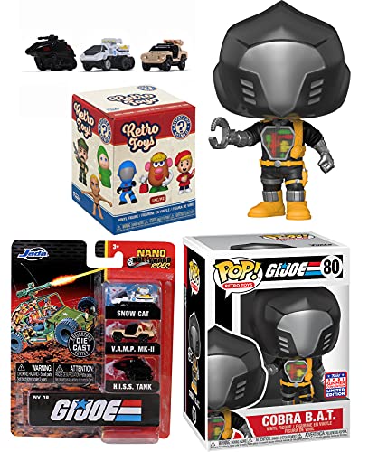 Joe Cobra Figure Pop! Exclusive Bundled with Mystery Minis Retro Toys + Vinyl: G.I. Joe Cobra B.A.T. Funkon + Nano Hollywood Vehicle Pack 3 Items