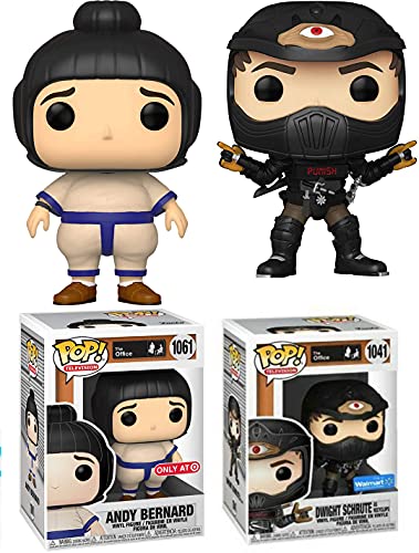 Suit-Up Figures Character Pop! Vinyl Work Earth Day The Office Dwight Schrute Recylcops Exclusive TV Show Collectible Bundled with NBC Dunder-Mifflin Andy in Sumo Outfit 2-Items